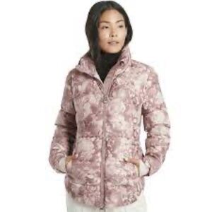 Athleta Downtown Printed Jacket in Antoinette Floral Pink Small Down Coat